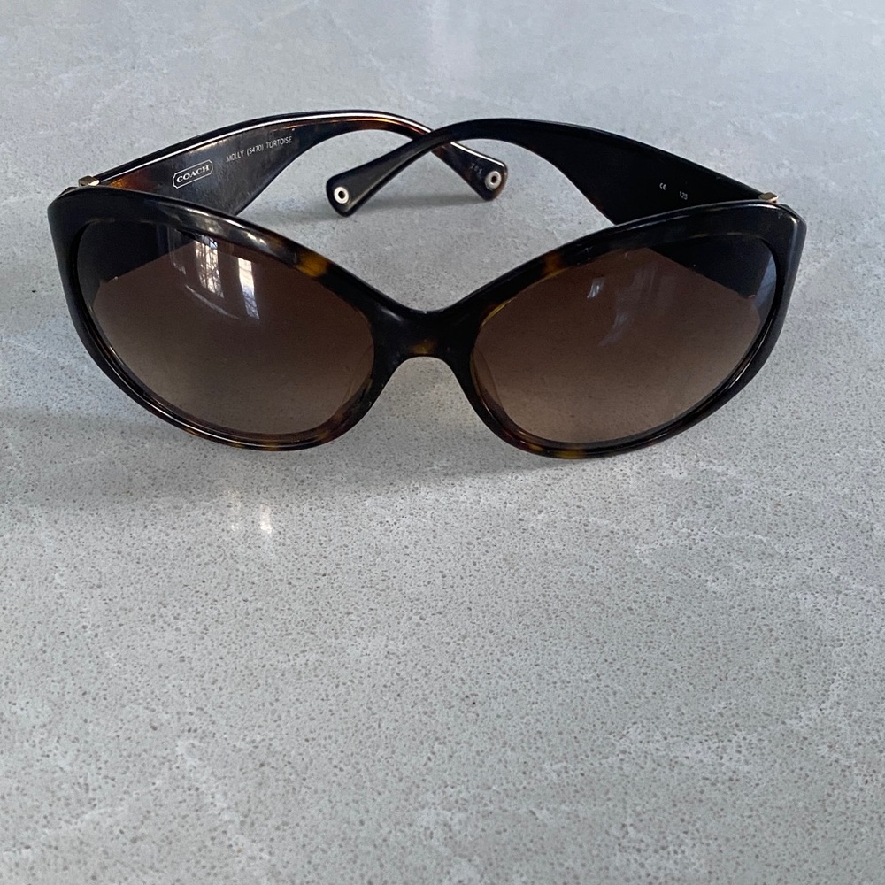 Coach Vintage Tan and Brown Tortoise Shell Branded Sunglasses